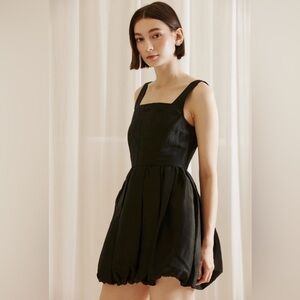 Black mini dress corset top ballon bottom